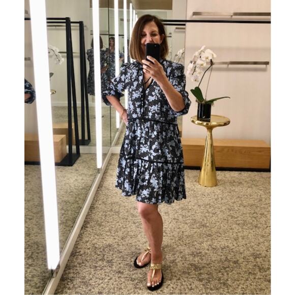 Veronica Beard Silk Mini Hawken Floral Patterned Dress sz 4 Black Multi Printed - Picture 13 of 14